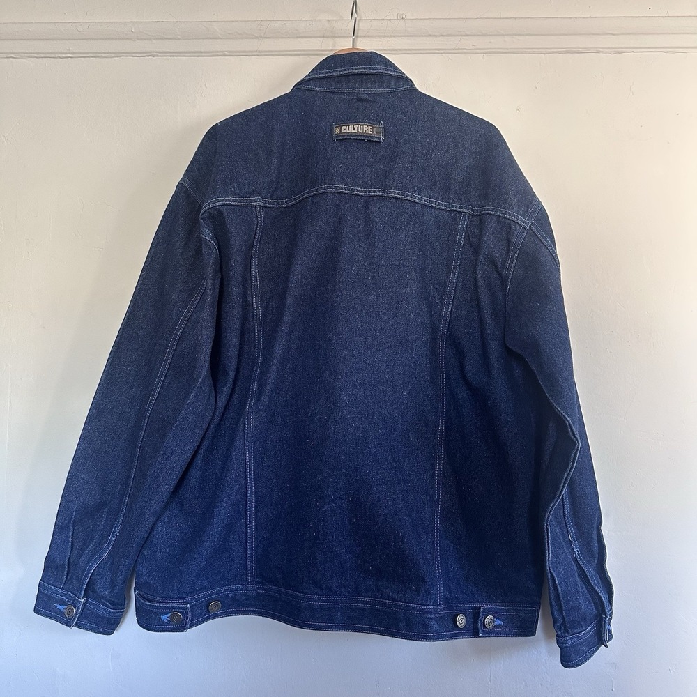 Vintage Y2K 'Culture Jeans' Mens Denim Jacket Hip-Hop Street Wear Work Wear Lg - Picture 8 of 13